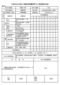 表1.10 水工隧洞回填灌浆单元工程质量评定表（例表）