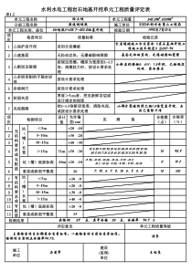 表1.2 岩石地基开挖单元工程质量评定表（例表）