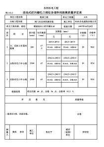 表2.12-2 活动式拦污栅孔口部位各埋件间距离质量评定表（例表）