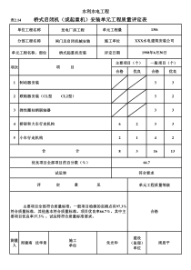 表2.14 桥式启闭机（或起重机）安装单元工程质量评定表（例表）