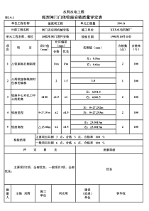 表2.9-1 弧形闸门门体铰座安装质量评定表（例表）