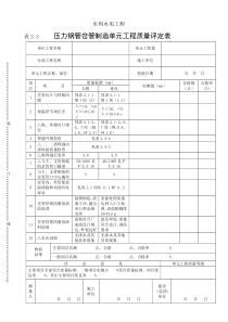 表2.3压力钢管岔管制造单元工程质量评定表