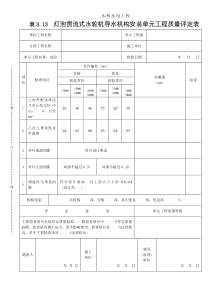 表3.13灯泡贯流式水轮机导水机构安装单元工程质量评定表