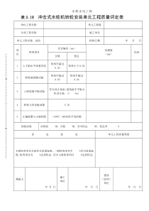 表3.18击式水轮机转轮安装单元工程质量评定表