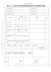 表3.19冲击式水轮机控制机构安装单元工程质量评定表