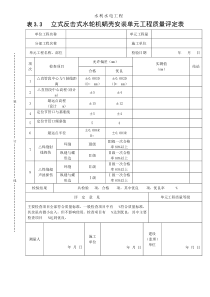 表3.3   立式反击式水轮机蜗壳安装单元工程质量评定表