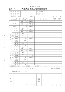 表1.17 河道疏浚单元工程质量评定表