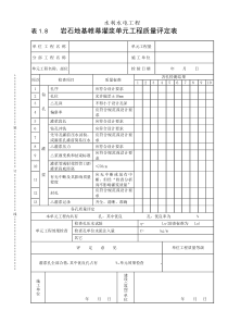 表1.8 岩石地基帷幕灌浆单元工程质量评定表