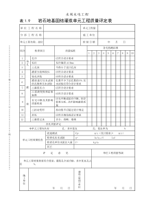 表1.9 岩石地基固结灌浆单元工程质量评定表