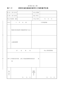 表7.21浆砌石溢洪道溢流面单元工程质量评定表