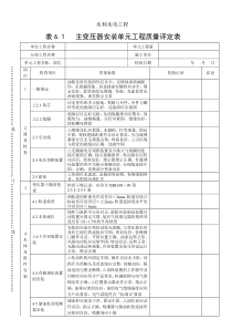 表6.1主变压器安装单元工程质量评定表