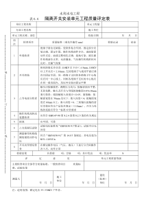 表6.6隔离开关安装单元工程质量评定表