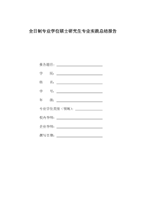 全日制专业学位硕士研究生专业实践总结报告