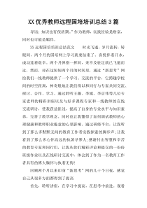 XX优秀教师远程国培培训总结3篇