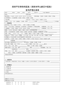 首次护理记录单