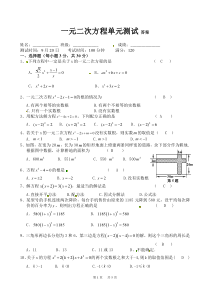 九年级数学：-第21章一元二次方程单元测试题