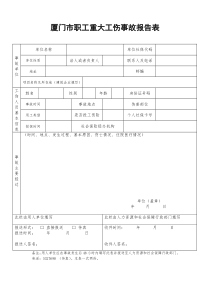 厦门市职工重大工伤事故报告表