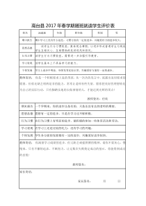 春学期随班就读学生评价表