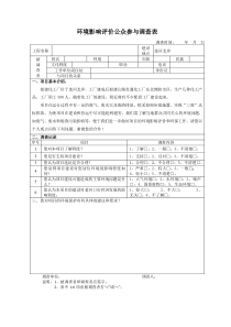 环境影响评价公众参与调查表