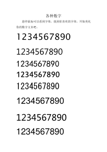 各种字体的数字