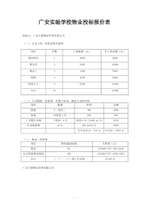 物业公司投标报价表