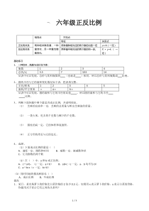 六年级正反比例