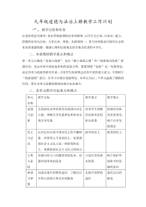 九年级道德与法治上册教学工作计划