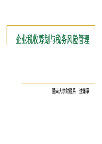 企业税收筹划与税务风险管理课件