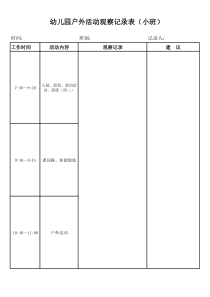 一日活动观察记录表