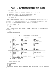 实训一、园林植物耐阴性鉴别