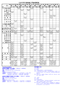 (台中市中清院区)门诊时间表