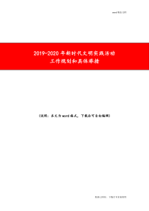 2019-2020年新时代文明实践活动工作规划和具体举措