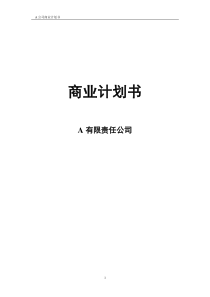 A公司商业计划书