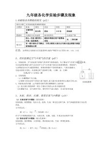 九年级各化学实验步骤及现象