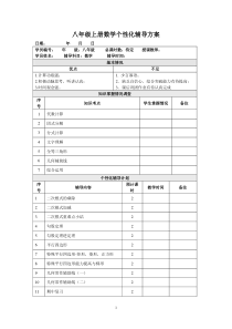 八年级数学上册一对一个性化辅导计划表