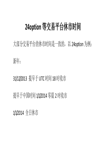 24option等交易平台休市时间