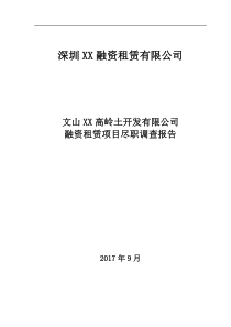 XXX公司融资租赁项目尽职调查报告