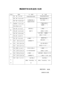 舞蹈教学培训班进度计划表