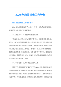 2020年药品销售工作计划