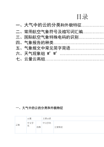 大气中的云的分类和外貌特征