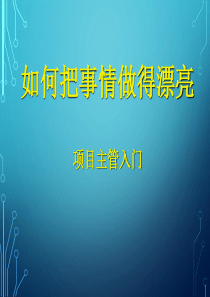 项目主管与项目经理基础入门教程