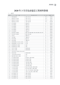 2020年3月青岛市建设工程材料价格
