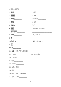 人教版六年级上下册英语单词句子默写