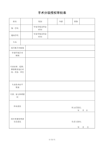 最新手术分级授权审批表