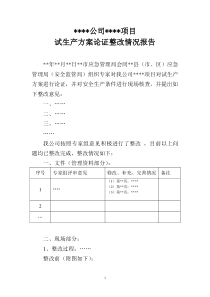 试生产方案论证整改情况报告模板