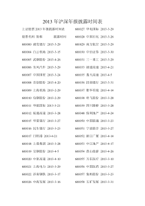 XXXX年沪深年报披露时间表