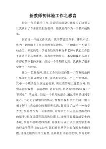 新教师初体验工作之感言