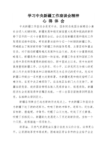 学习中央新疆工作座谈会精神心得体会