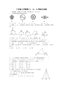 人教版八年级上学期第11、12、13章综合训练