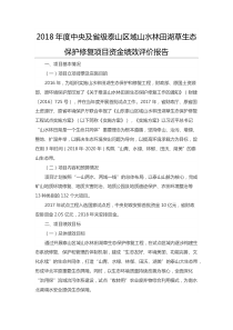 2018年度中央及省级泰山区域山水林田湖草生态保护修复项目资金绩效评价报告